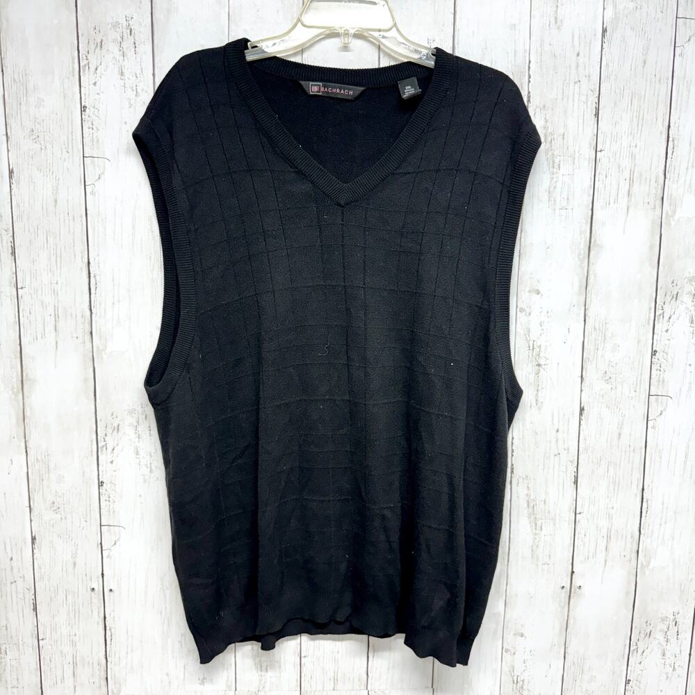 Bachrach Vest Men XXL 100% Sleeveless‎ Silk V Neck Sweater Vest Charcoal Black